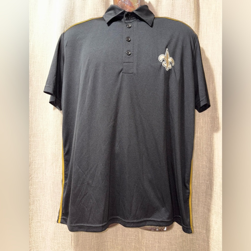 New Orleans Saints Football Team Polo Shirt Black with Gold logo Size S